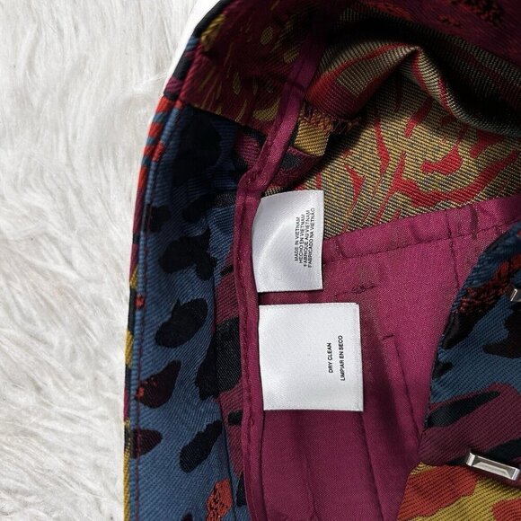 Anne Klein Colorful Abstract Jacquard Pants Slim Leg Manzanita Wineberry Size 8 - Picture 11 of 13